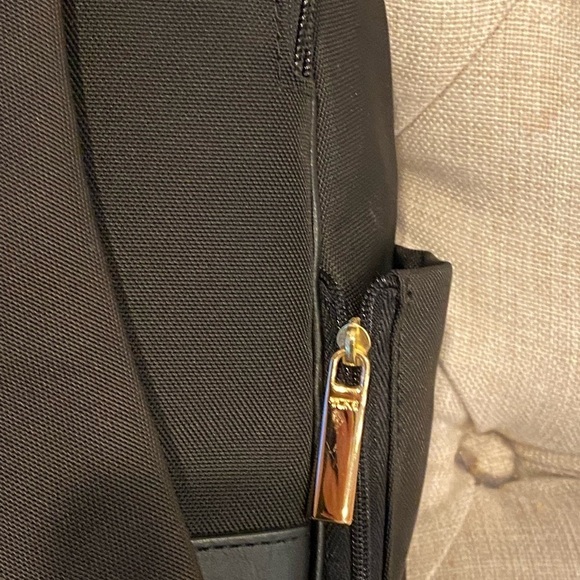 ?tumi medium size black leather and canvas women’s backpack main image 8